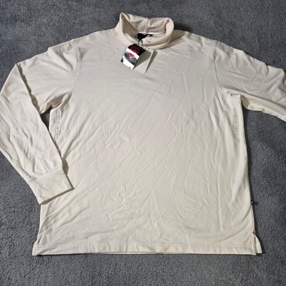 Victorinox Mens Large Turtleneck Shirt Cream Cotton Spandex Long Sleeve 60L22A18